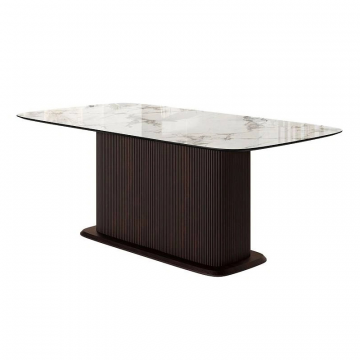 Стол прямоугольный Denver 160, керамика глянцевая, опора дерево