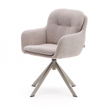 Поворотное кресло Lexa из бежевой синели с бежевыми ножками