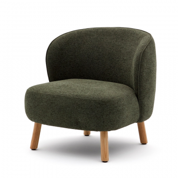 Кресло Ulit из зеленого шенилла с ножками из бука в натуральной отделке