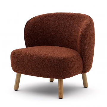 Кресло Ulit из терракотового букле с ножками из бука в натуральной отделке