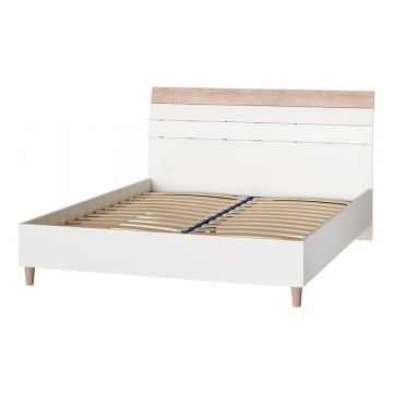 Кровать с ортопедическим основанием Муссон 11.41, Белый шагрень, Дуб эндгрейн