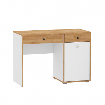 Стол письменный Вуди 12.42, Белый премиум, Дуб Золотой