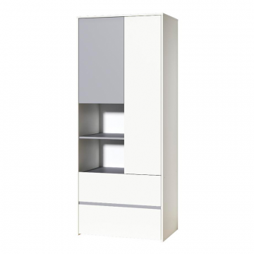 Торонто Шкаф для одежды 13.333 Белый PE шагрень, Стальной Серый