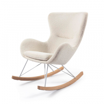 Кресло-качалка Vania из белой ткани букле