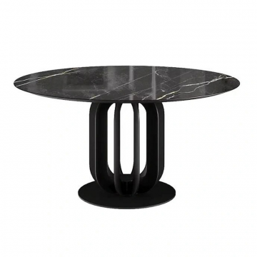 Стол круглый Castro 120, керамика глянцевая, черная