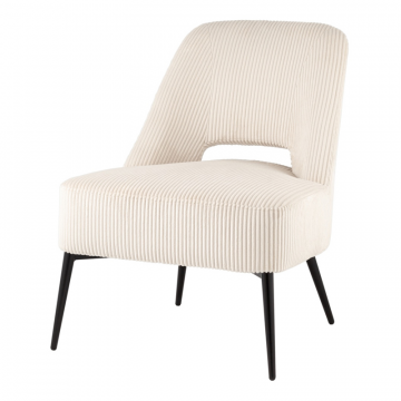 Кресло лаунж Бостон велюр рельефный молочный