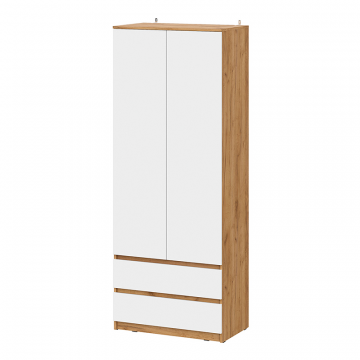 Шкаф для одежды и белья Денвер, Дуб золотой, Белый