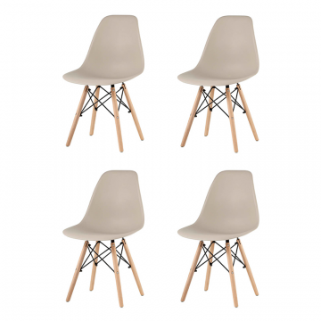 Комплект стульев Eames Style DSW бежевый x4 (разборный каркас)