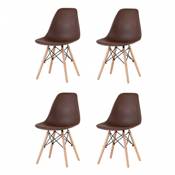 Комплект стульев Eames Style DSW коричневый x4 (разборный каркас)