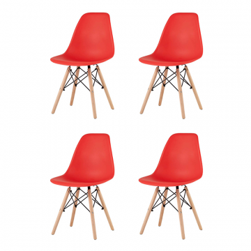 Комплект стульев Eames Style DSW красный x4 (разборный каркас)