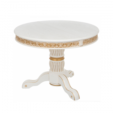 Деревянный стол Лорд молочный / золотая патина