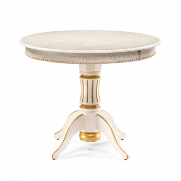 Деревянный стол Павия 100 крем / золотая патина