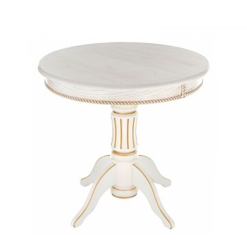 Деревянный стол Павия молочный / золото патина