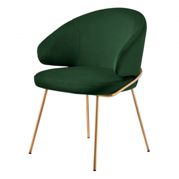 Стул-полукресло Emil зеленый с золотыми ножками