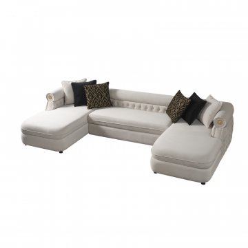 П-образный диван с пуфом Эклектика белый