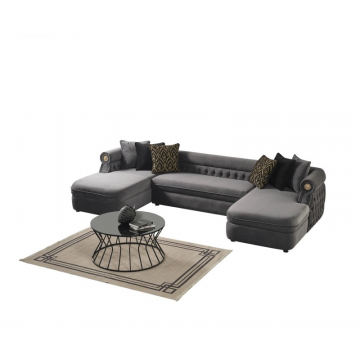 П-образный диван с пуфом Эклектика серый