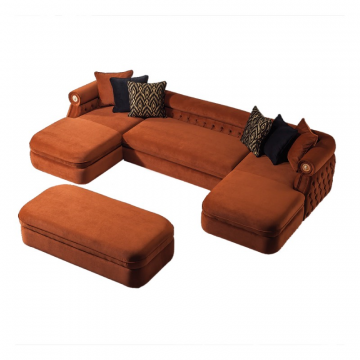 П-образный диван с пуфом Эклектика оранжевый