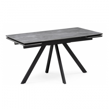 Керамический стол Вилли 140(200)х80 серый мрамор larka grey / черный
