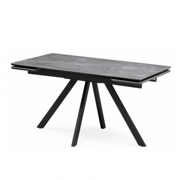 Керамический стол Вилли 140(200)х80 серый мрамор larka grey / черный