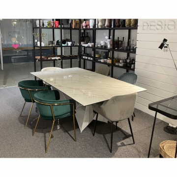 Стол обеденный керамический CT2061-RE-MARMOL /1053 белые ножки 220 x 120 x 75