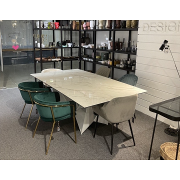 Стол обеденный керамический CT2061-RE-MARMOL /1053 белые ножки 220 x 120 x 75