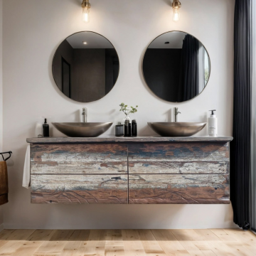 Тумба для ванной подвесная со столешницей из тика Boat 120см