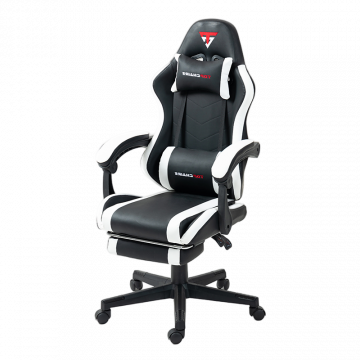 Кресло спортивное TopChairs Prophet с оттоманкой черно-белый