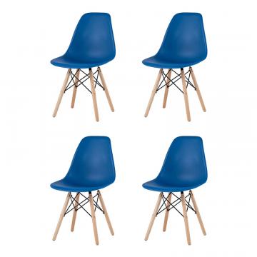 Комплект стульев Eames Style DSW синий x4 (разборный каркас)