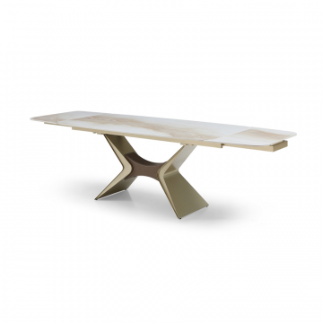 Стол раскладной Richard 180-270, бежевая керамика/шампань