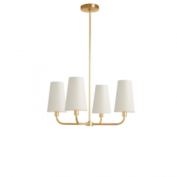 Золотая люстра “Ансель” с белыми абажурами