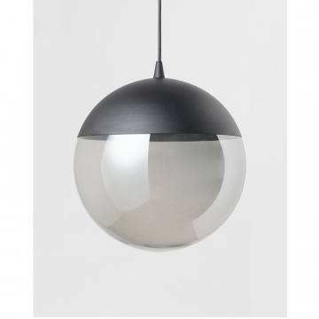 Большой чёрный светильник “Уорд” с дымчатым плафоном