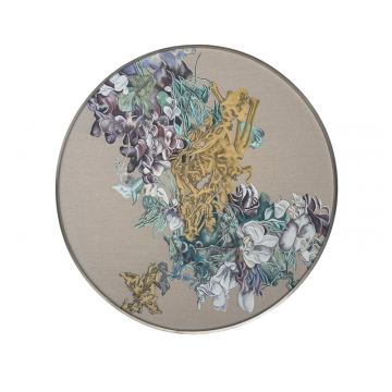 Круглая картина с росписью по ткани “Икеда”