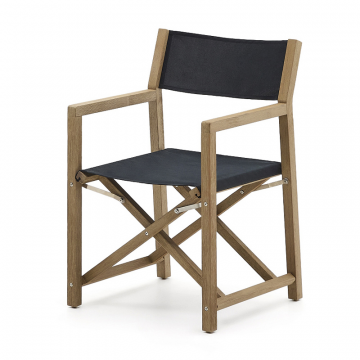 Чёрное складное кресло Vilara для улицы, изготовленное из акации
