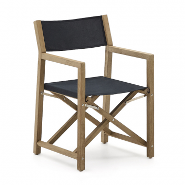 Чёрное складное кресло Vilara для улицы, изготовленное из акации