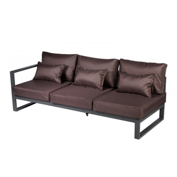 Диван садовый из алюминия трехместный левый с правым подлокотником Лагуна G401.9Е04 шоколад/антрацит