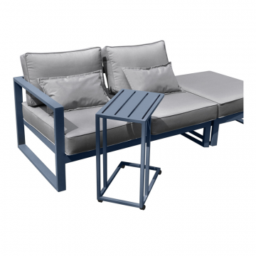 Комплект садовой мебели из алюминия “Место для отдыха” G401.25Е10 (Диван двухместный с правым подлокотником+пуф+столик приставной) серый/серебристый