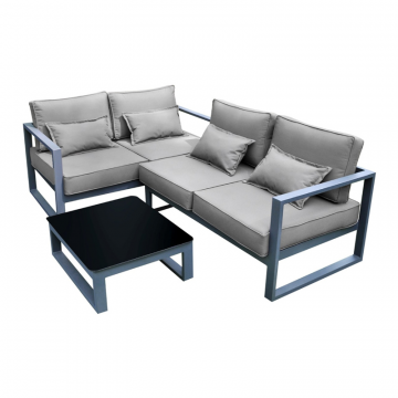 Комплект садовой мебели из алюминия “Место для семьи” G401.32Е10 (Диван двухместный+диван с правым подлокотником+столик журнальный)серый