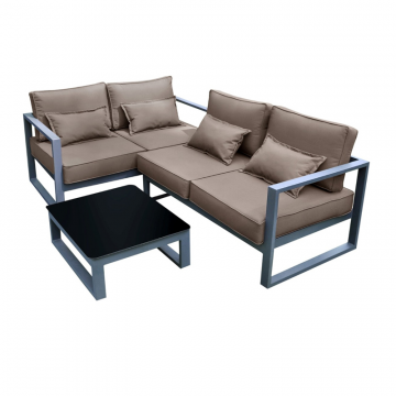 Комплект садовой мебели из алюминия “Место для семьи” Шоколад G401.32Е04 (Диван двухместный+диван с правым подлокотником+столик журнальный)
