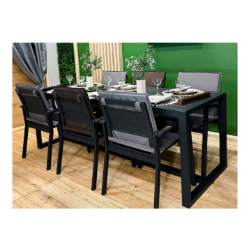 Комплект садовой мебели стол+шесть стульев шоколад/антрацит