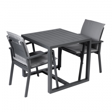 Комплект садовой мебели стол+два стула серый/антрацит