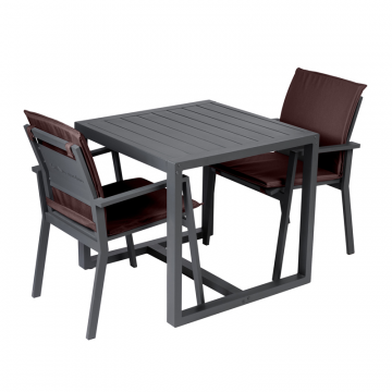 Комплект садовой мебели стол+два стула шоколад/антрацит