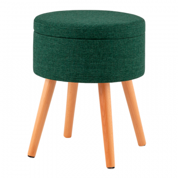 Пуф с ящиком Store Woody рогожка темно-зелёная