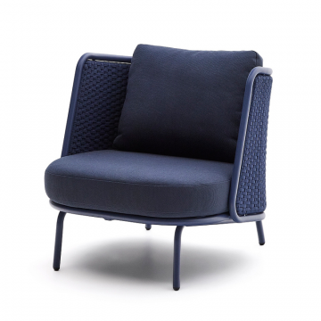 Уличное кресло Sedalis из алюминия синего цвета с канатным шнуром