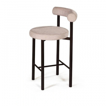 Стул полубарный Biggi, шенил Puffy beige / опоры черные