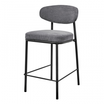 Стул полубарный Lucas 2 серый шенилл с чёрными ножками