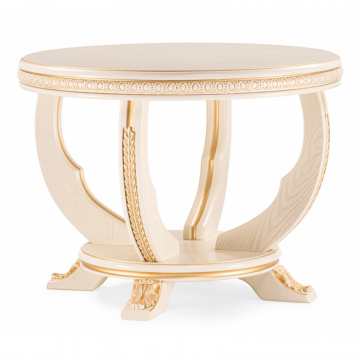 Журнальный столик Луис круглый слоновая кость / золото