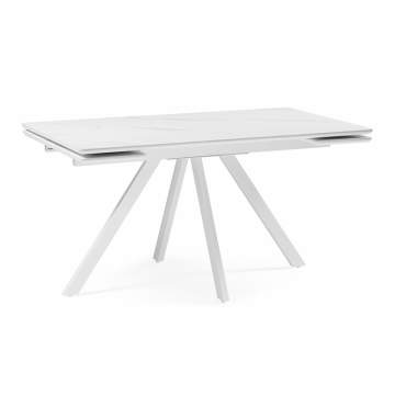 Керамический стол Вилли 140 (200) х 80 белый мрамор alpin white / snow white / белый