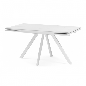 Керамический стол Вилли 140 (200) х 80 белый мрамор alpin white / snow white / белый