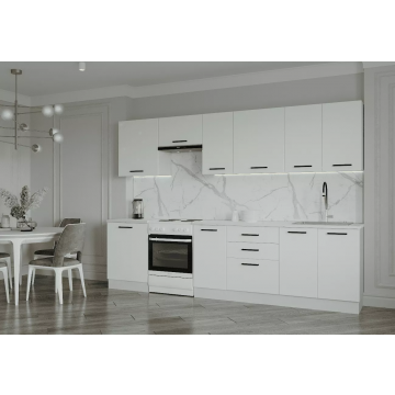 Кухонный гарнитур Белый глянец 3000мм