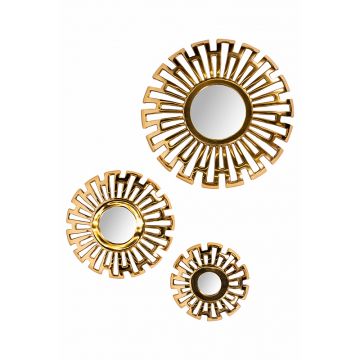 Настенный декор с зеркалом из 3-х штук 0.475x0.475x0.05м